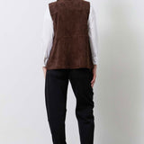Long Vegan Suede Cargo Vest