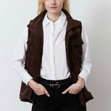 Long Vegan Suede Cargo Vest