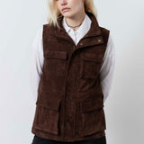 Long Vegan Suede Cargo Vest