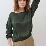 Washable Silk Cinched Hem Blouse