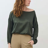 Washable Silk Cinched Hem Blouse