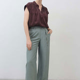 The Belted Wide Leg Silk Linen Trousers