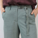 The Belted Wide Leg Silk Linen Trousers