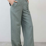 The Belted Wide Leg Silk Linen Trousers